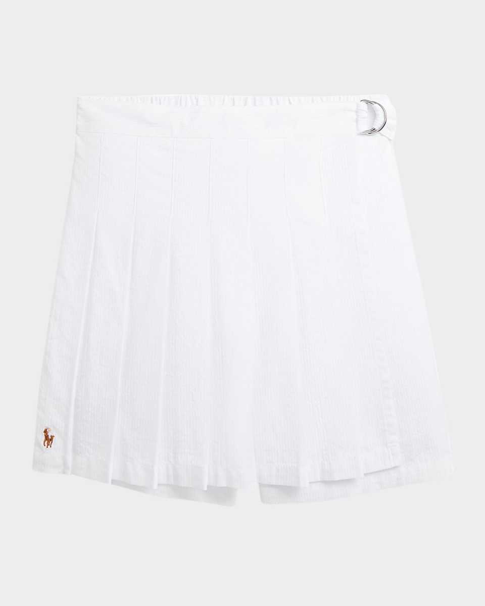Girl's Pleated Seersucker Skort, Size 7-16
